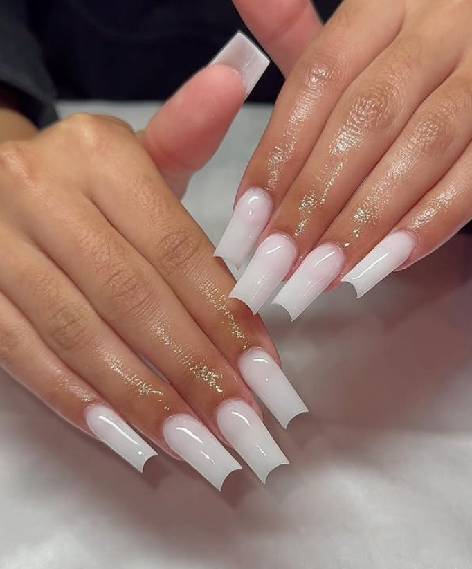 Elegant Milky White Ombre Nail Design