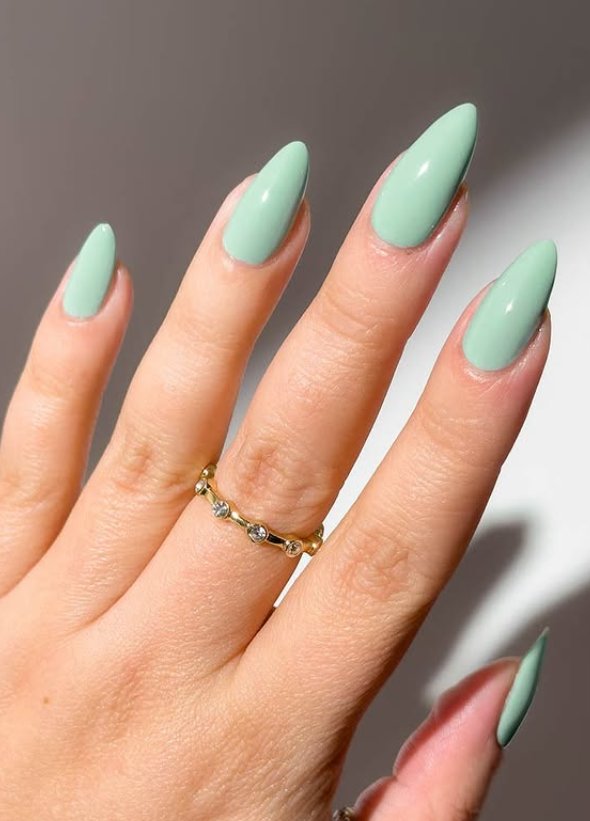 Elegant Sage Green Almond Nail Art