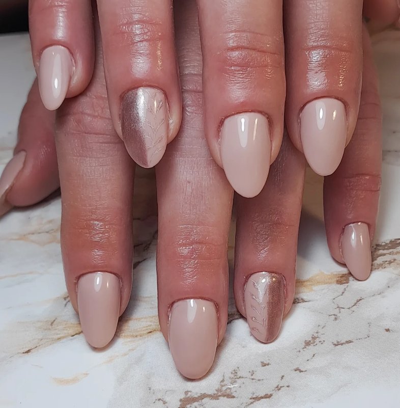 Elegant Soft Nude Nails with Accents