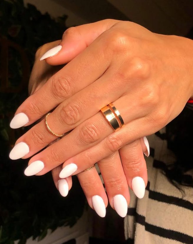 Timeless Matte White Almond Nail Designs