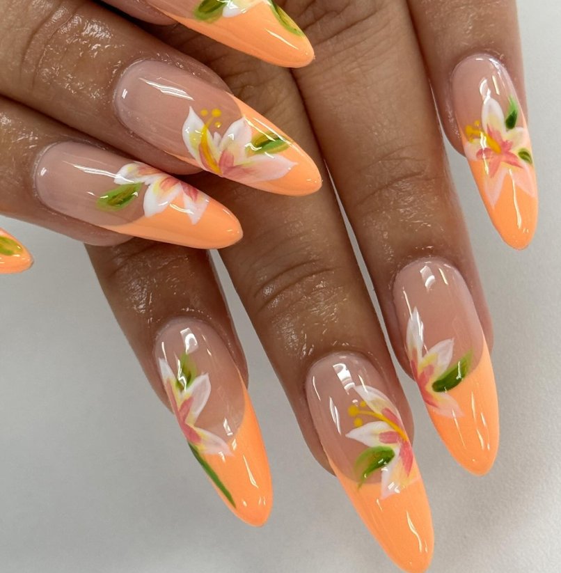 Vibrant Tropical Lily Nail Inspiration