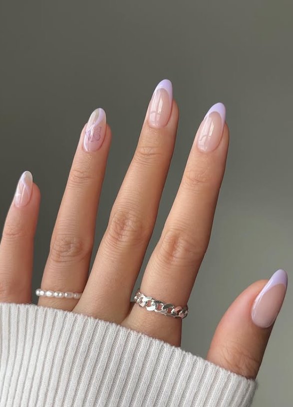 Whimsical Lavender French Tip Manicure