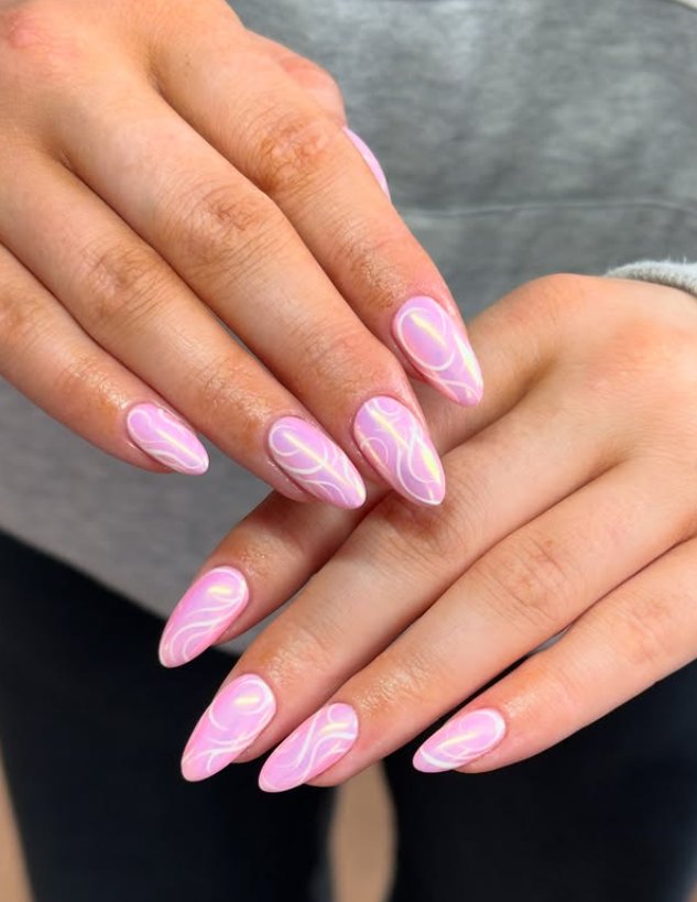 Chic Pink Chrome Swirl Magic