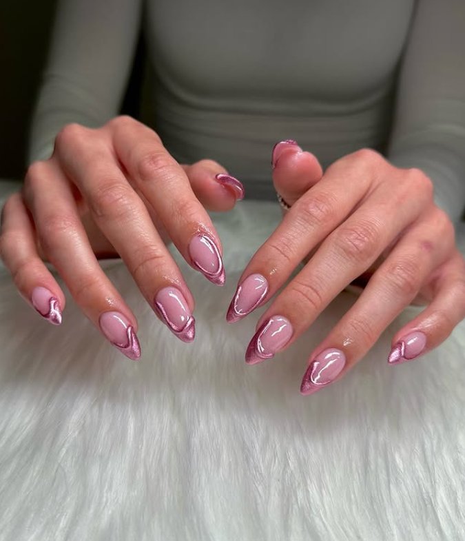 Chic Pink Chrome Tips