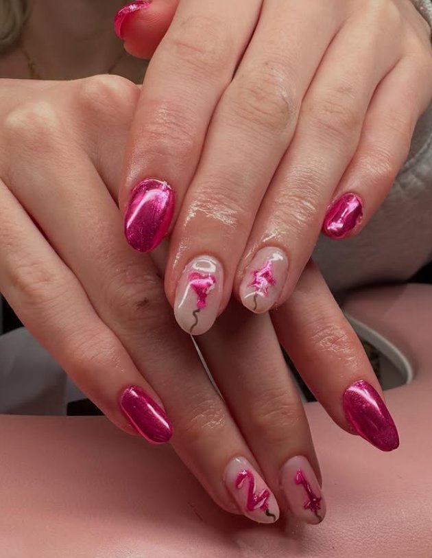 Elegant Pink Metal Swirls