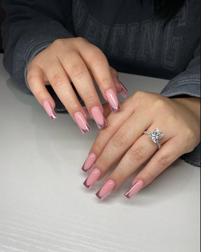 Ombre Pink Chrome & Tips