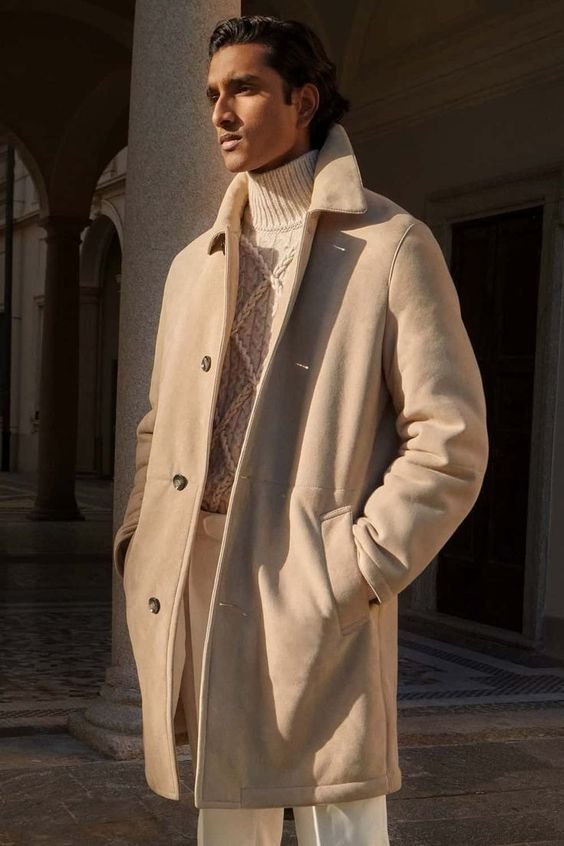 Beige Coat and Turtleneck Combo