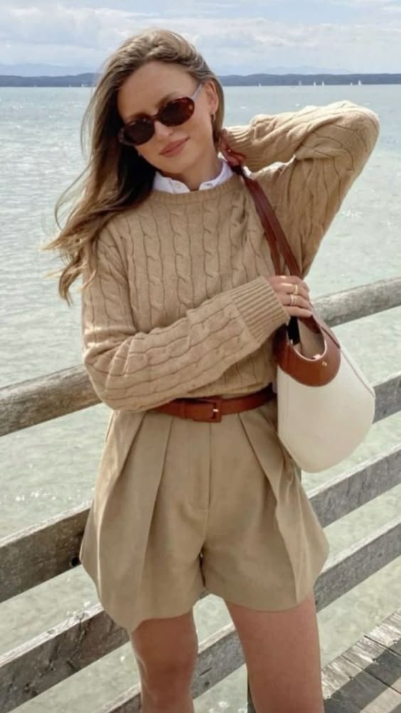 Beige Cricket Sweater & Shorts