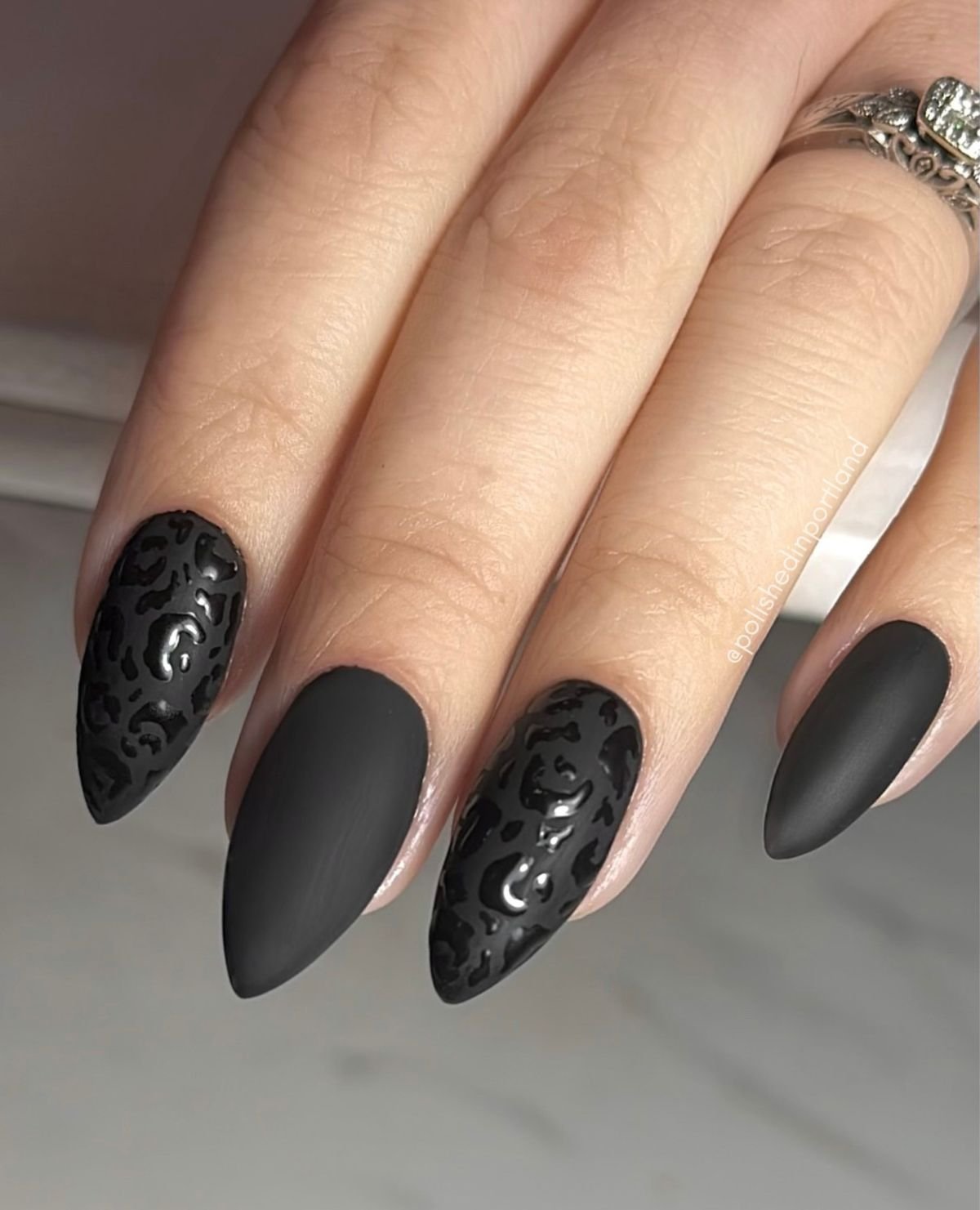Black Cheetah Nail Design