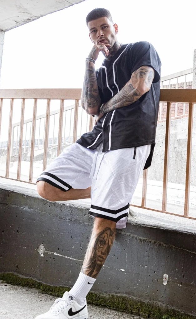 Black Shirt, White Shorts Setup