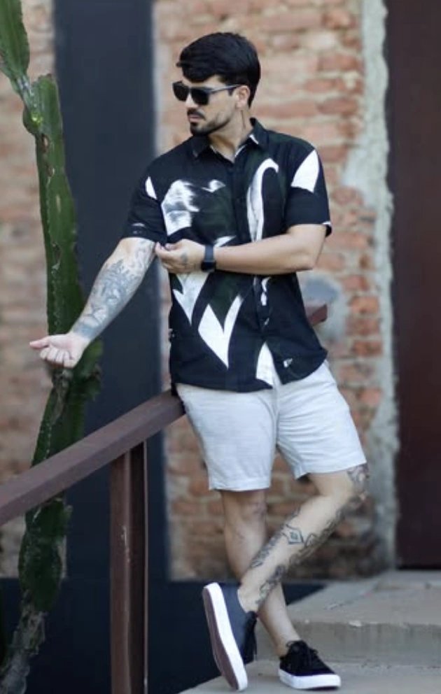Black Shirt with White Shorts