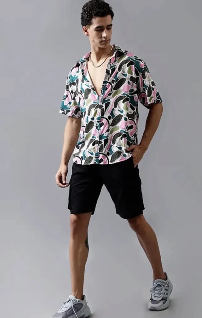 Black Shorts with Shirt and Sneakers