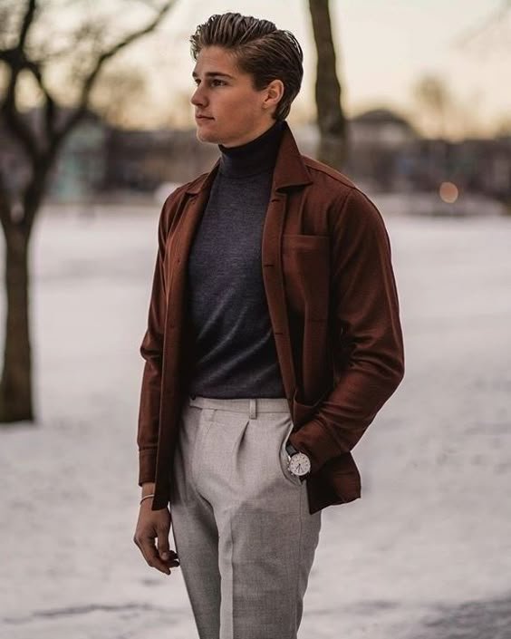 Black Turtleneck, Red Jacket Combo