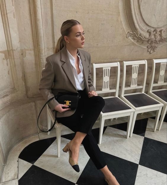 Blazer, White Shirt, Black Trousers