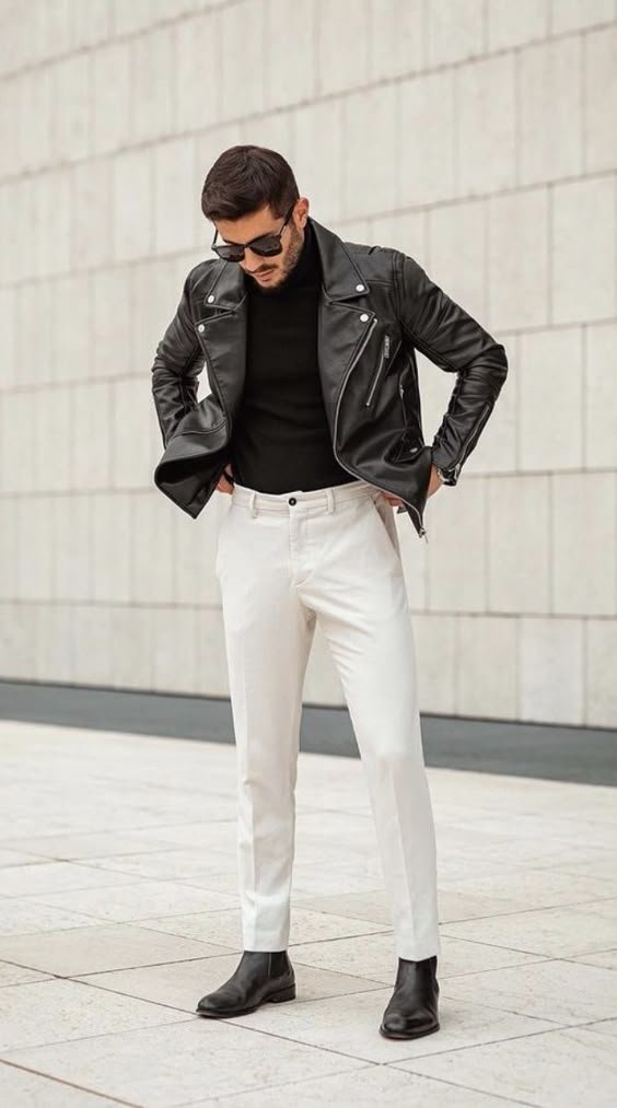 Bold Leather and White Contrast