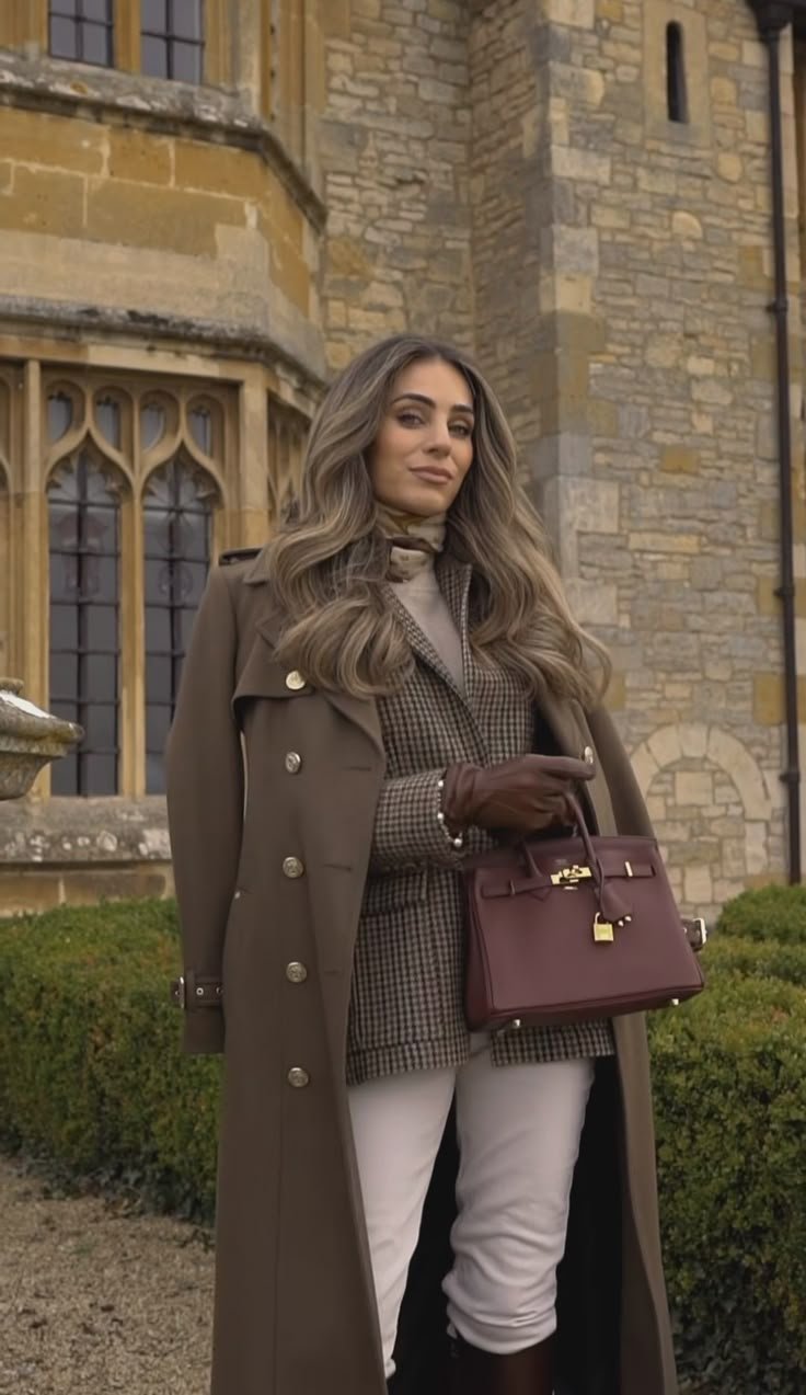 Brown Coat with Blazer & Gloves