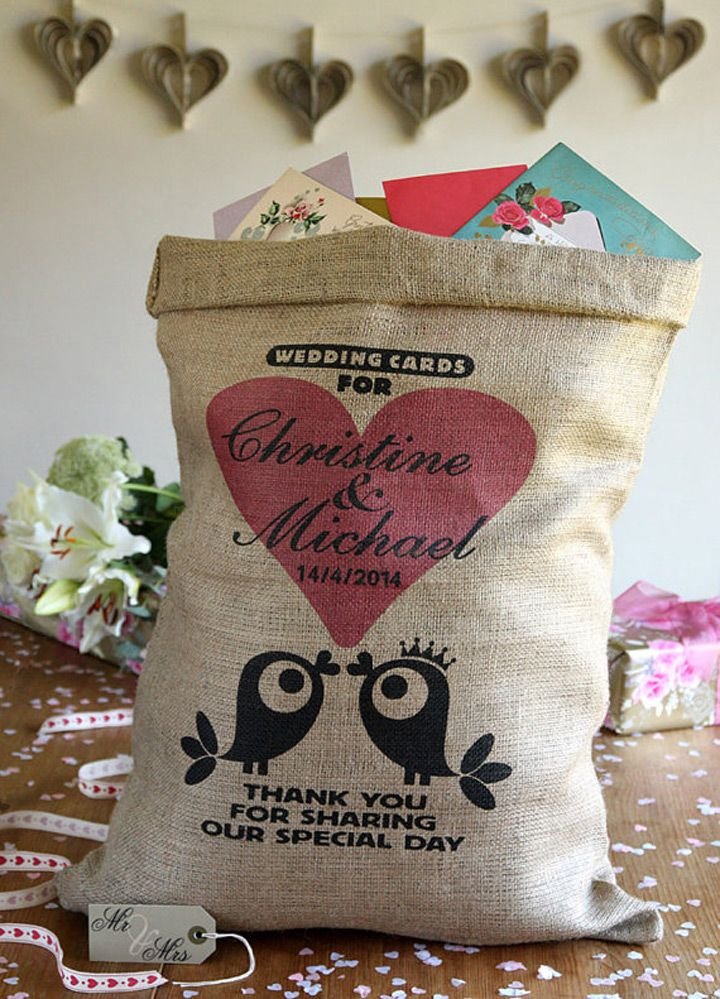 Burlap Wedding Card Holder