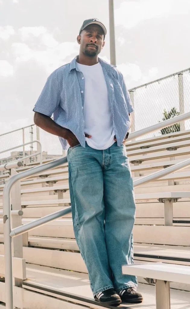 Casual Striped Shirt and Jeans