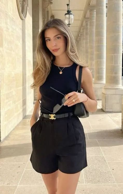 Chic Black Top and Shorts