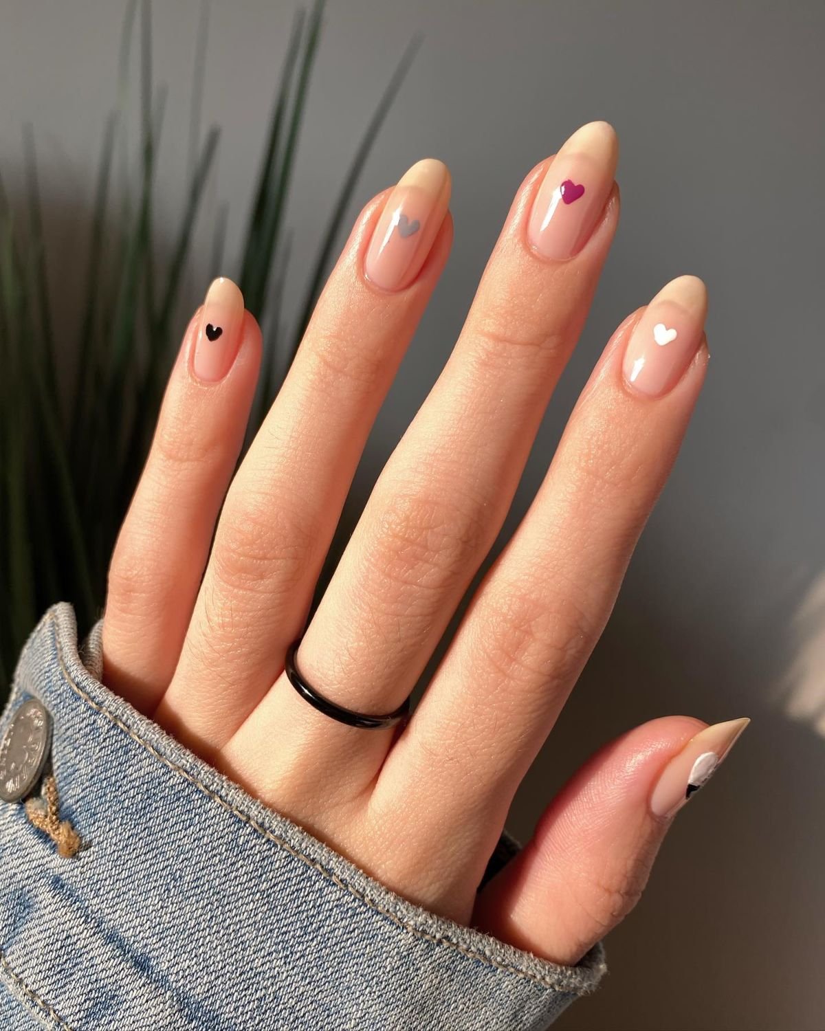 Colored Heart Nail Art