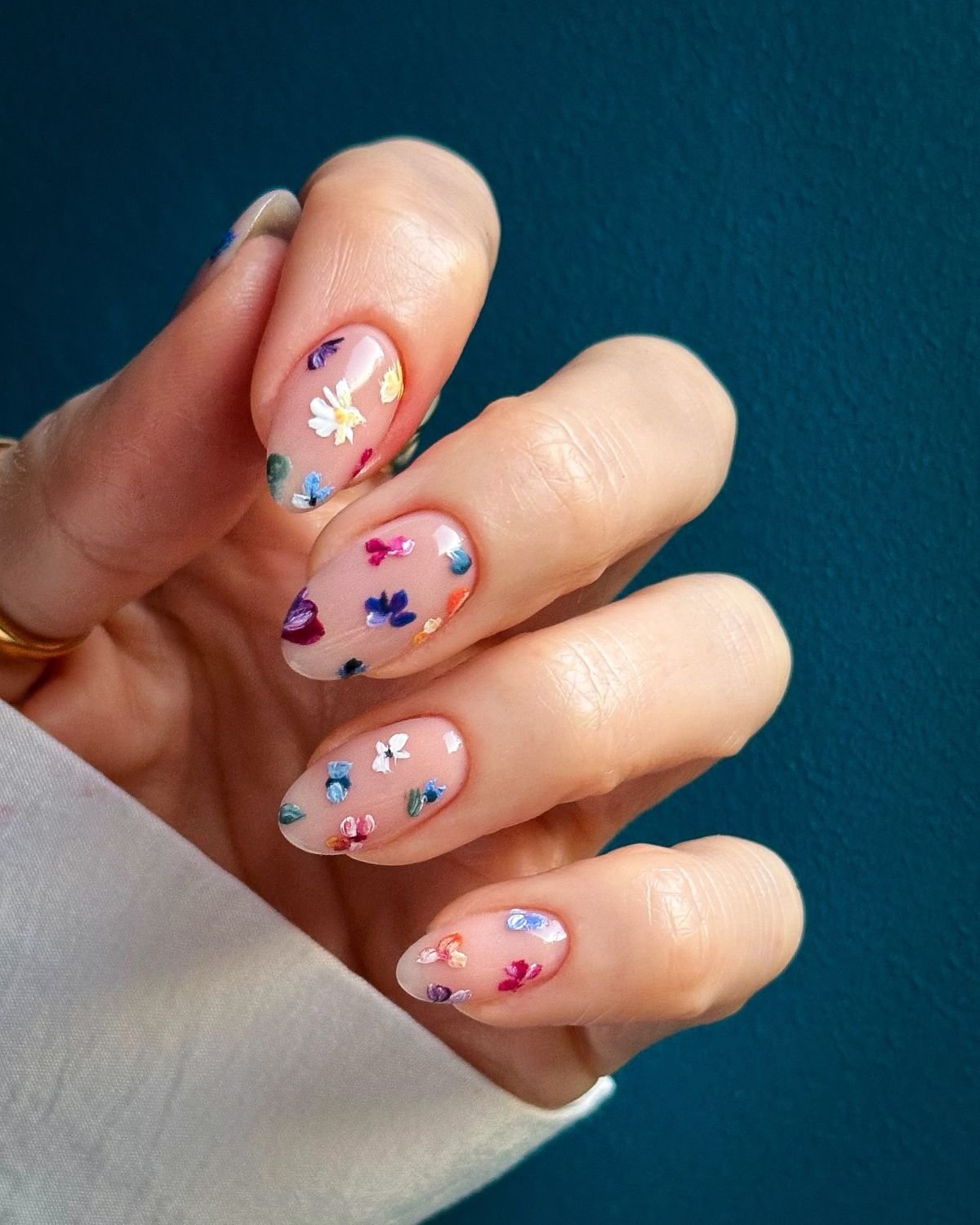 Colorful Floral Nail Art