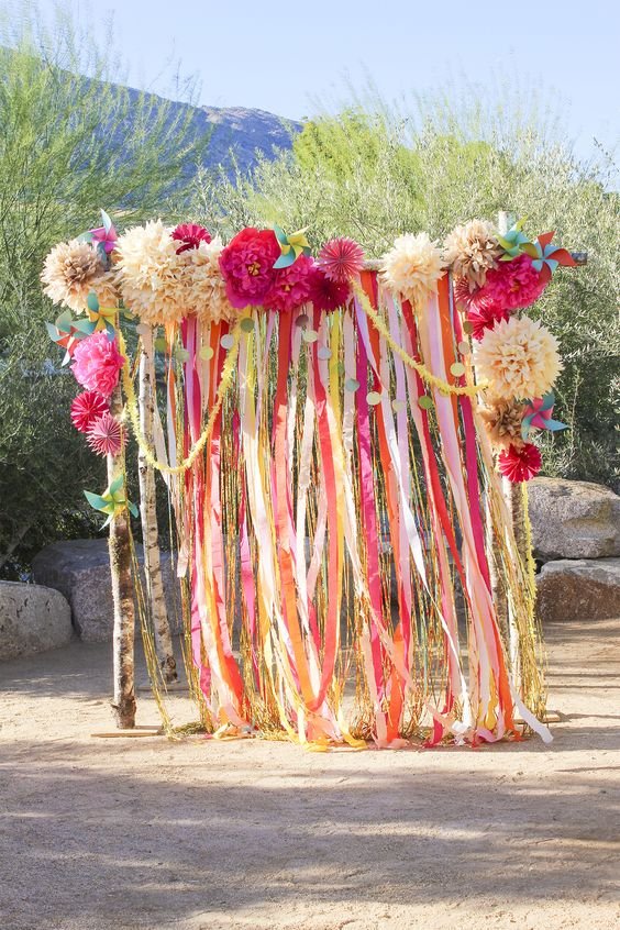 Crepe Paper Wedding Backdrop