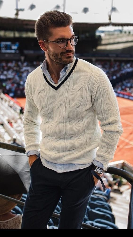 Cricket Sweater and Blue Shirt