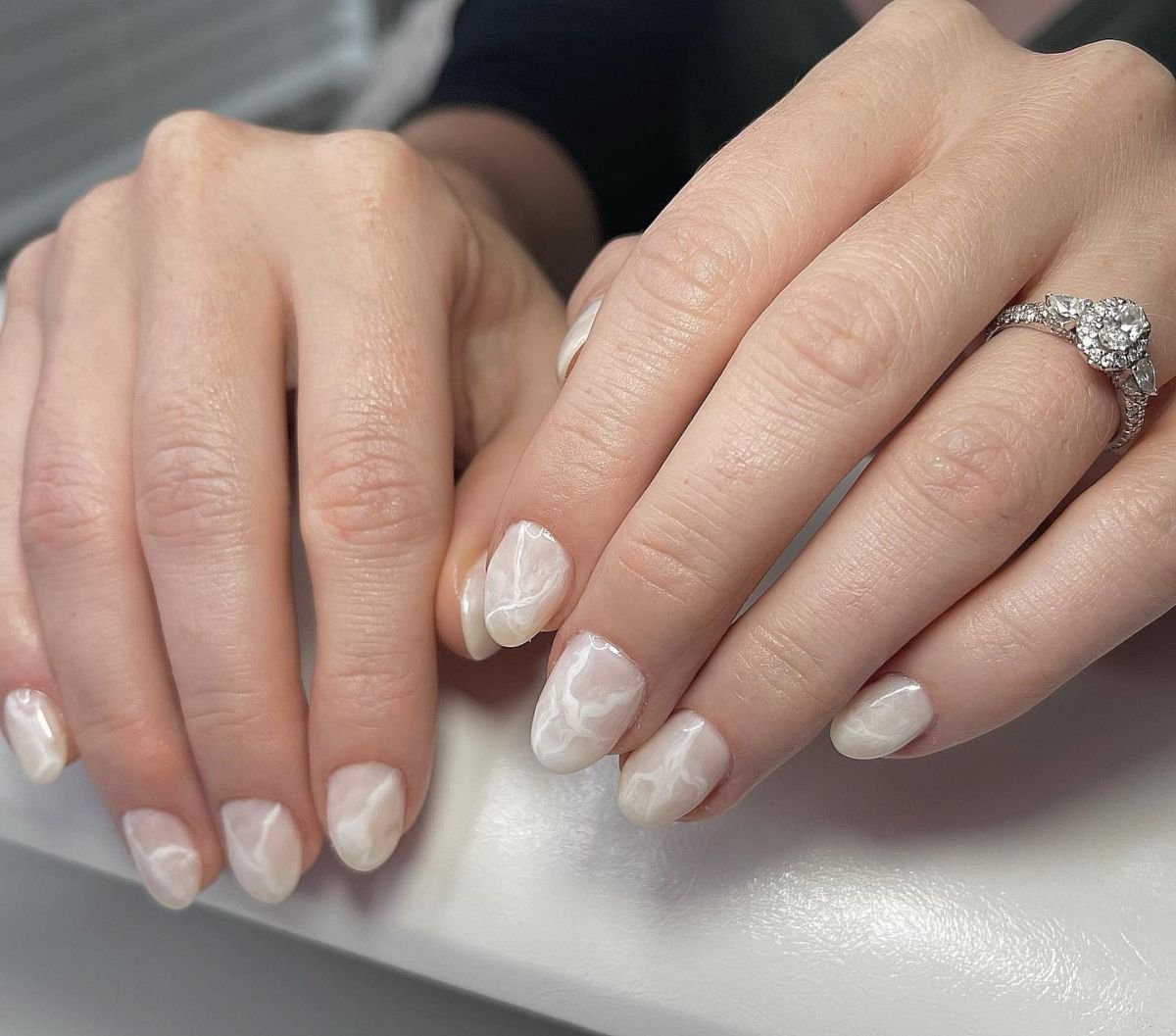 Detailed White Manicure