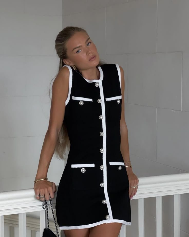 Elegant Black and White Dress