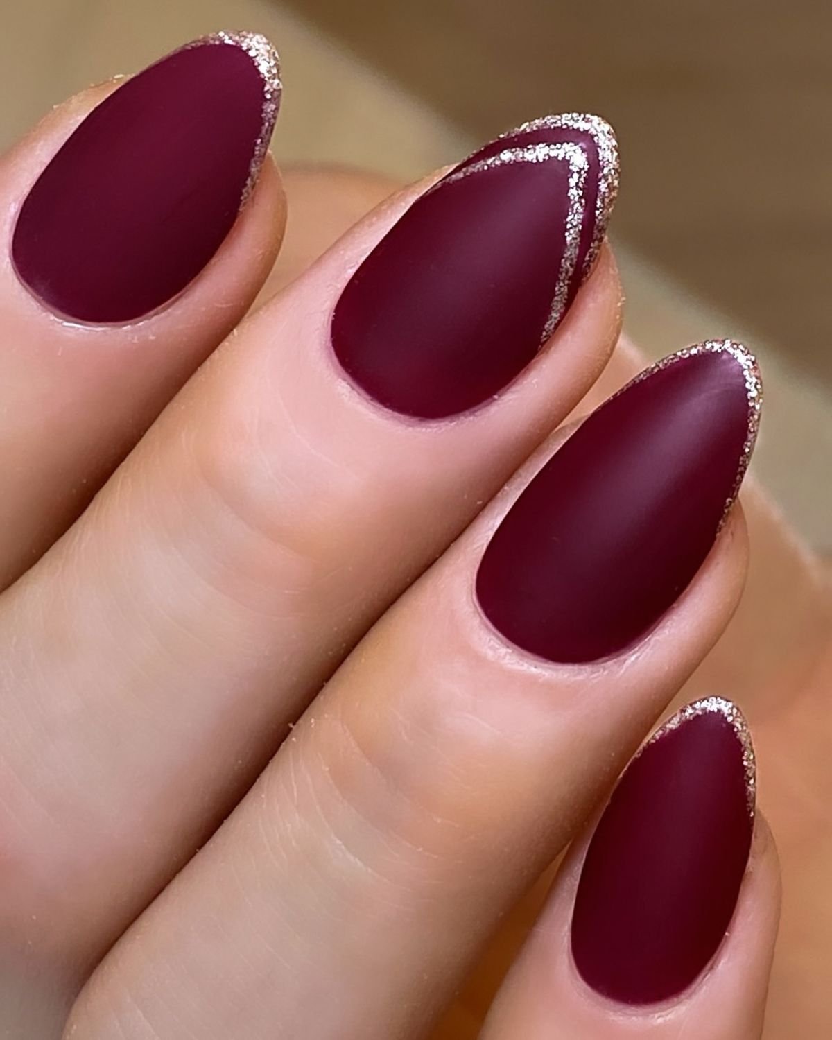 Festive Burgundy Nail Design