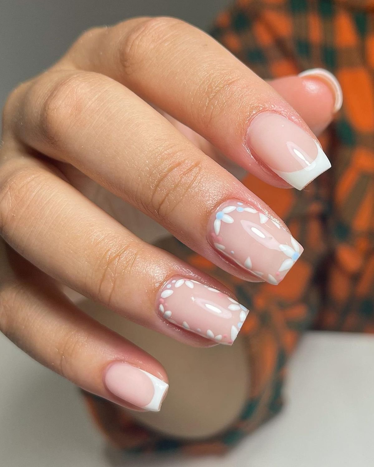 Floral French Manicure