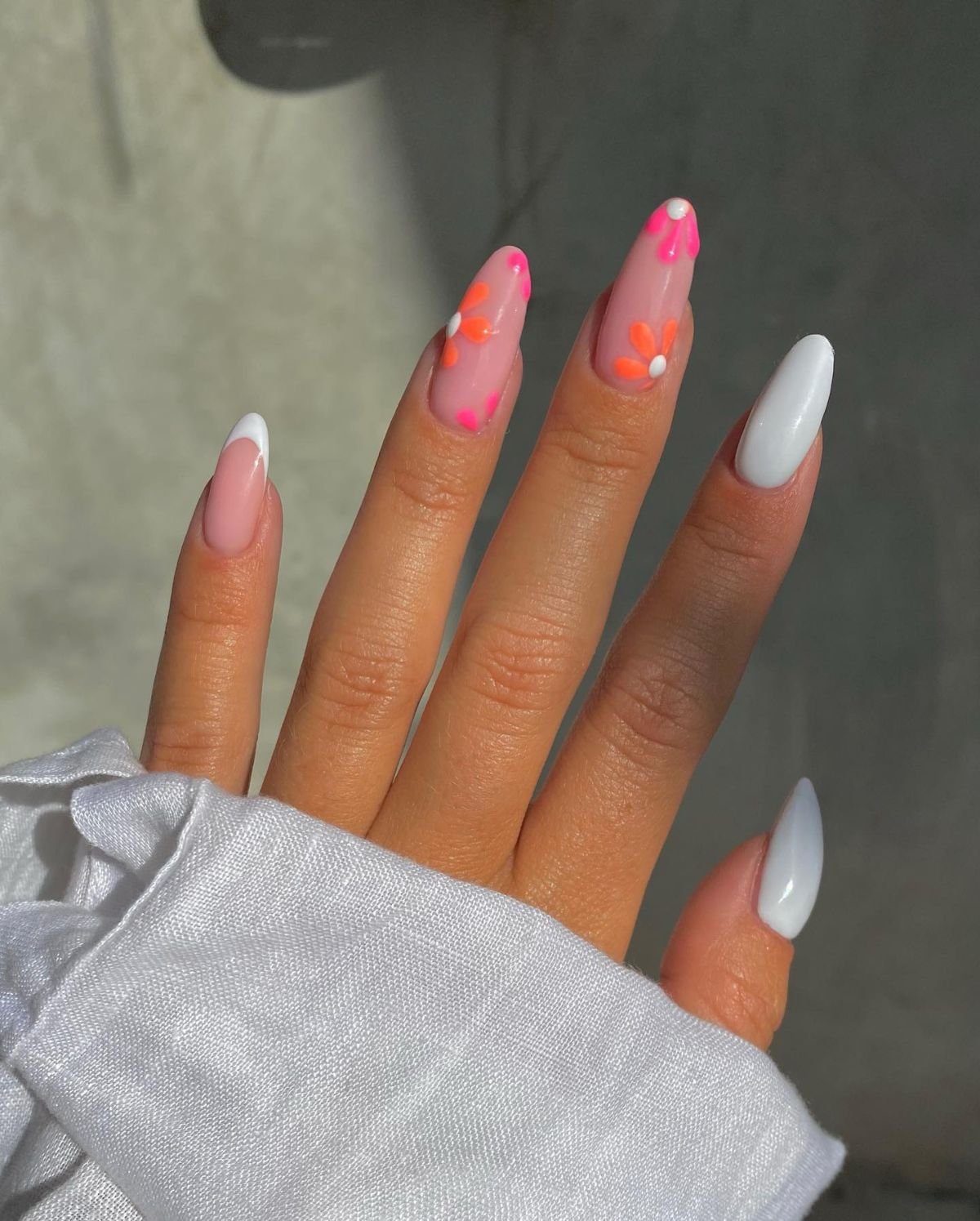 Floral Mixed Nail Design