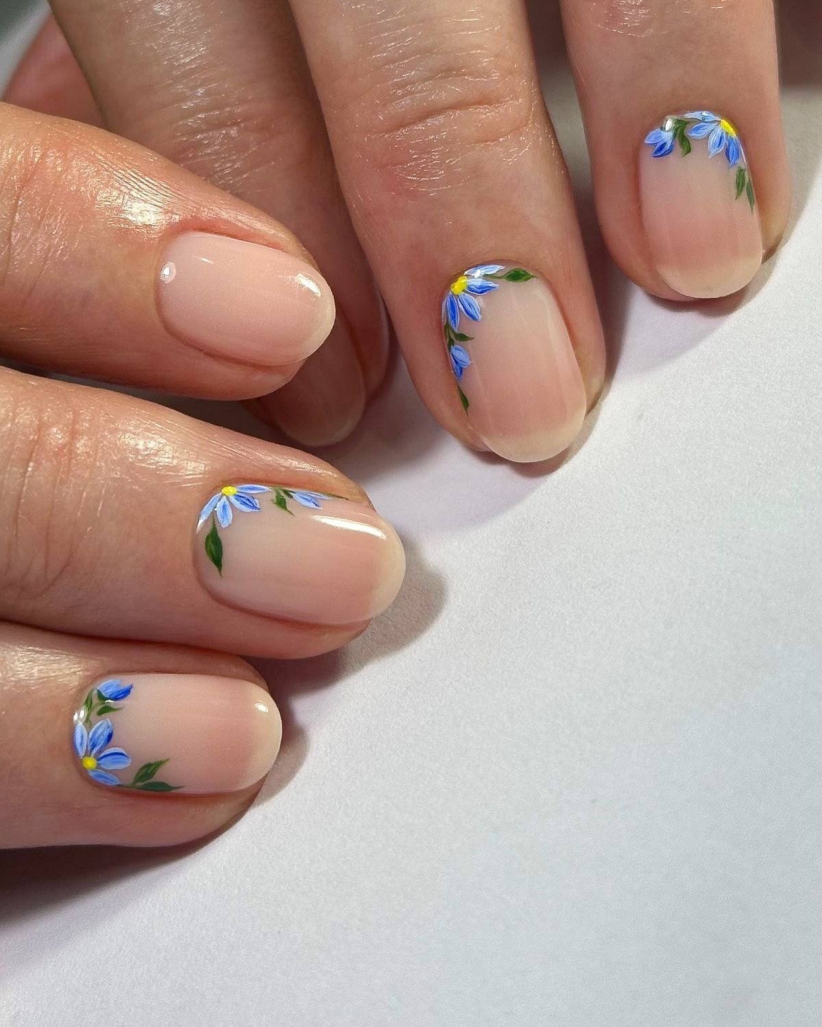 Floral Nail Design at Cuticles