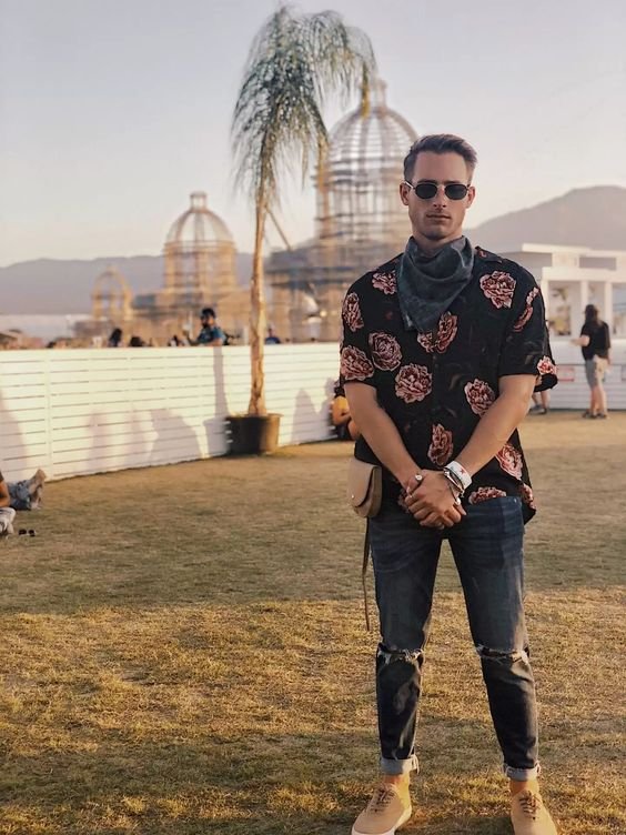 Floral Shirt and Bandana Combo