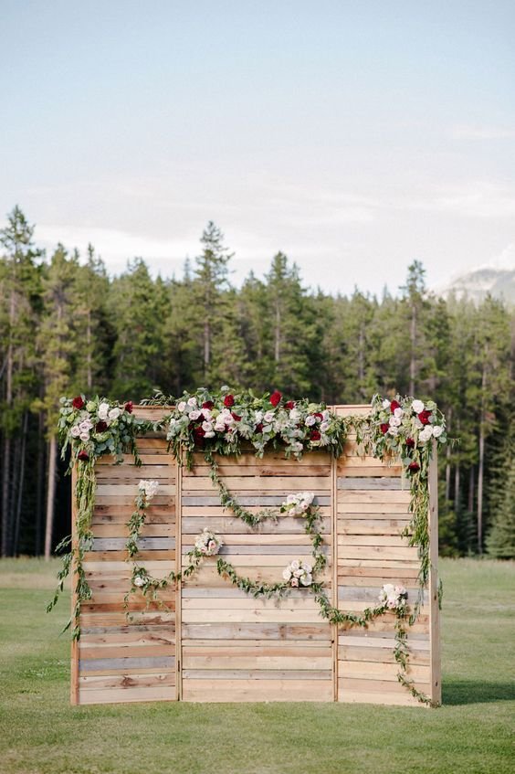 Flower-Adorned Wooden Crates