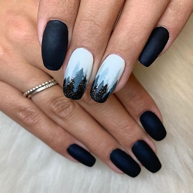 Forest-Themed Manicure Design