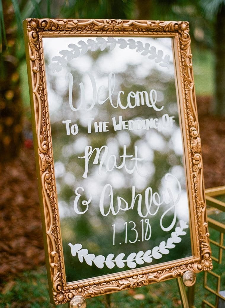 Framed Mirror Welcome Sign