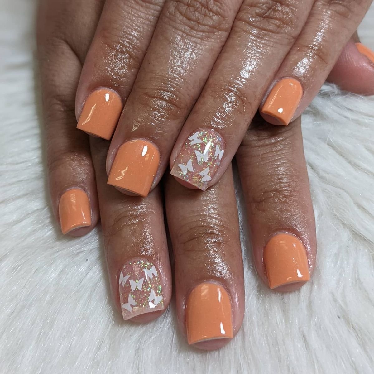Glitter Butterfly Nail Design