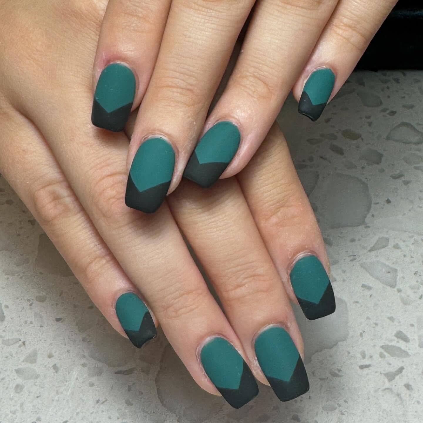 Green and Black Manicure