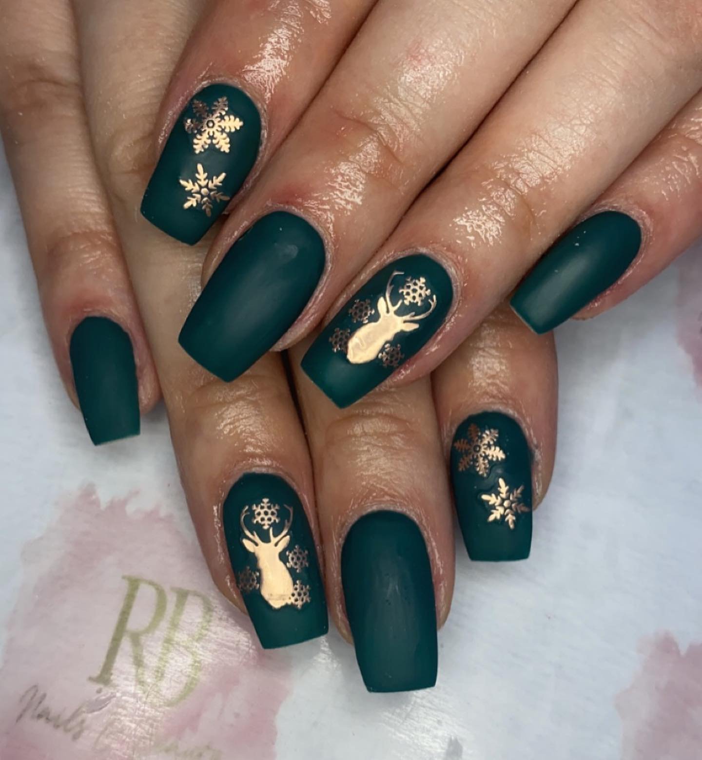 Green and Gold Nails