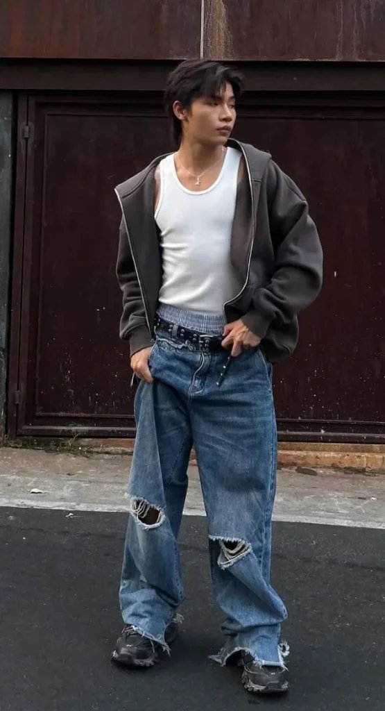 Hoodie and Ripped Jeans Look