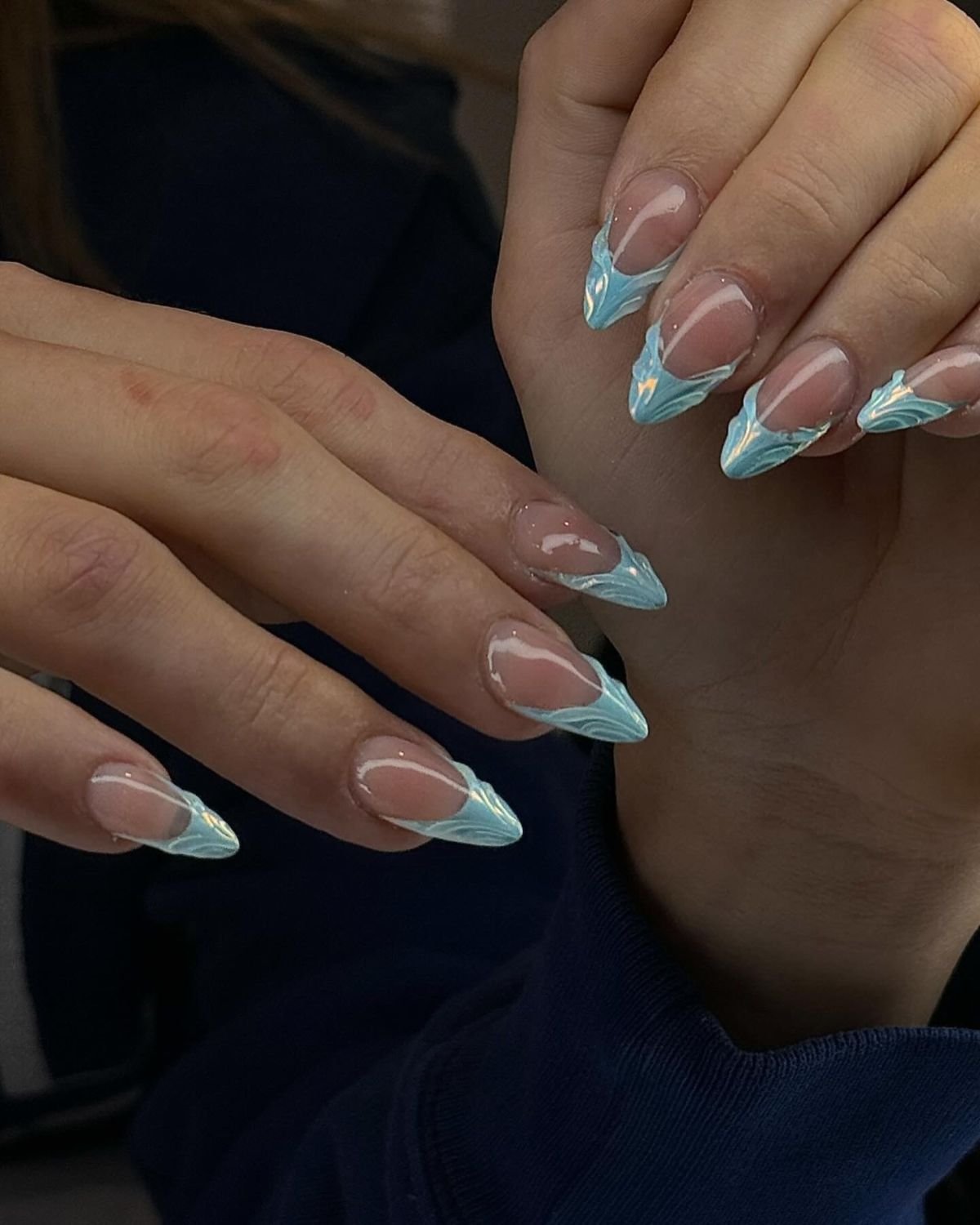 Ice Blue French Manicure