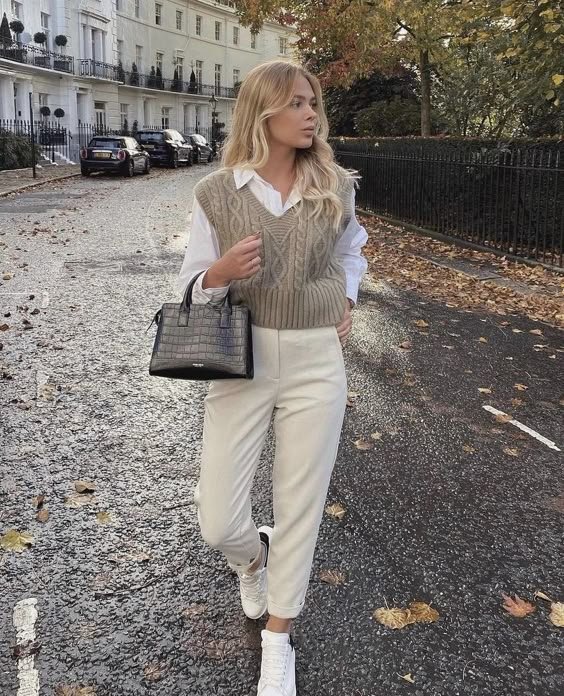 Layered Sweater and Shirt Combo