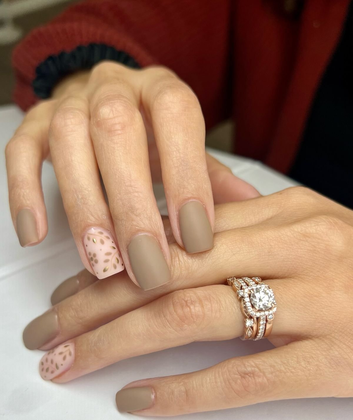 Matte Coffee Manicure Design