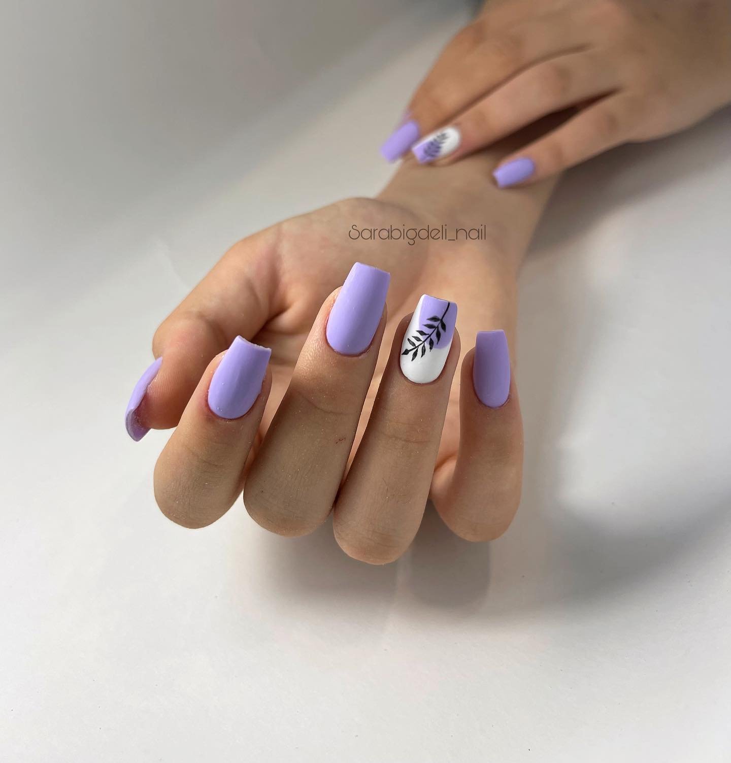 Matte Purple Accent Nails
