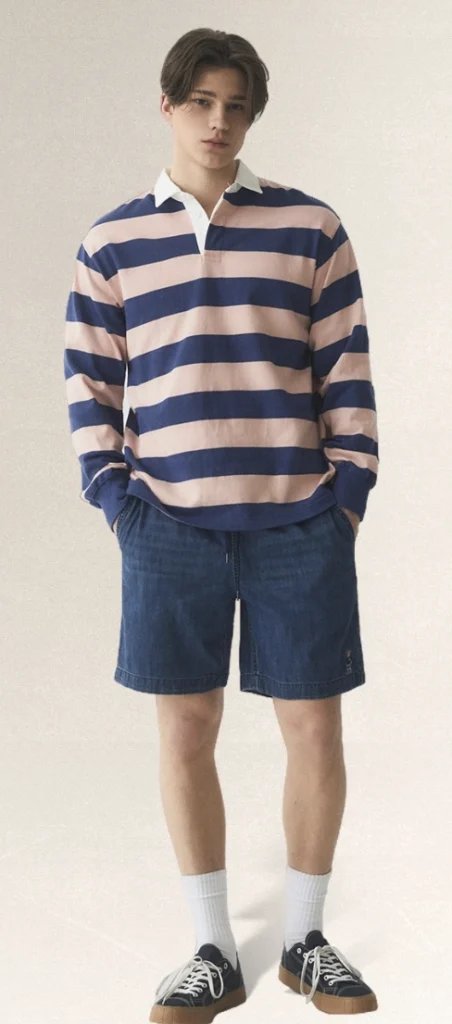 Navy Polo & Denim Shorts