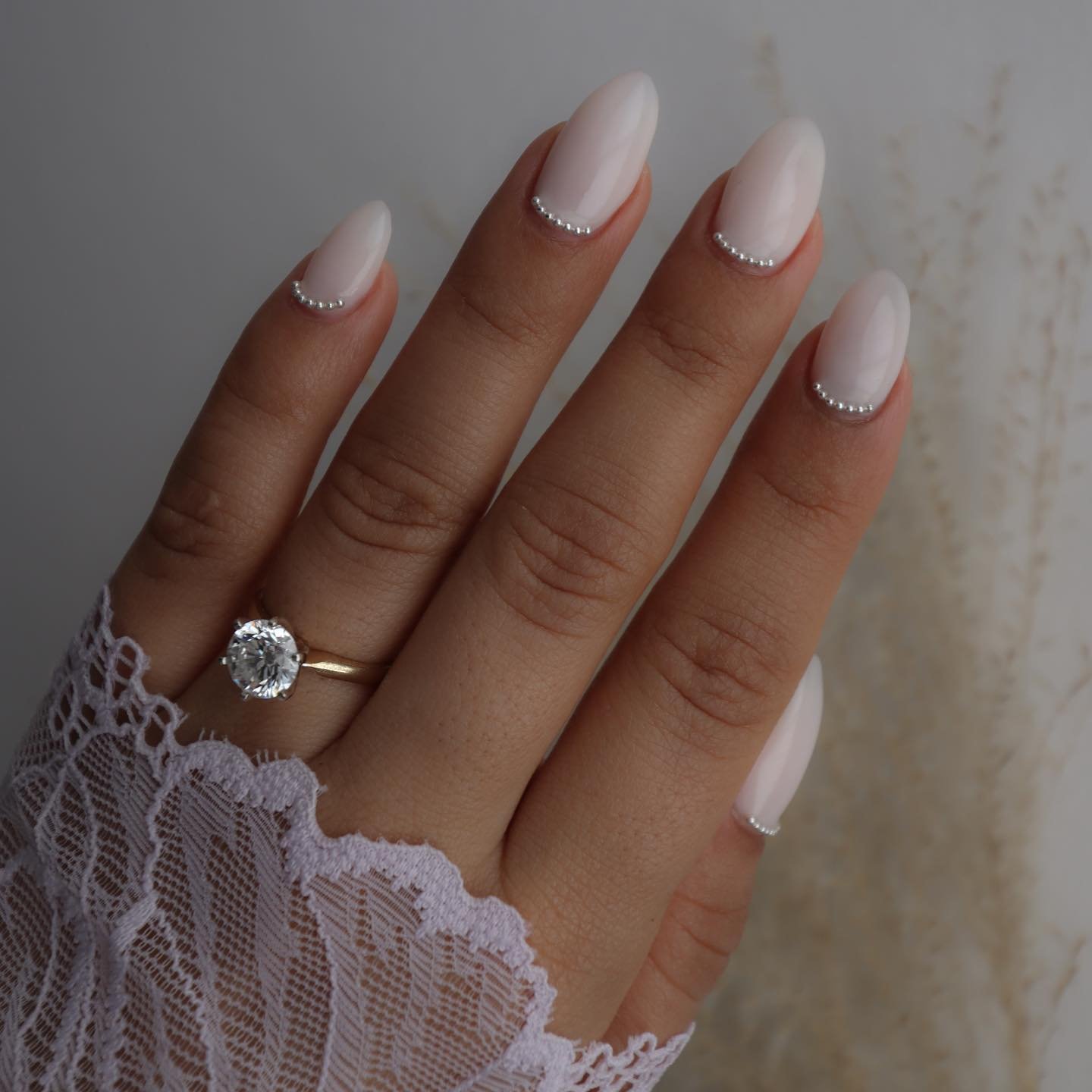Neutral Nails with Rhinestones