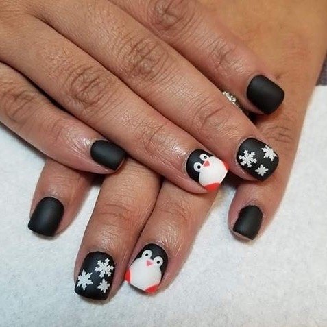 Penguins and Snowflake Nails