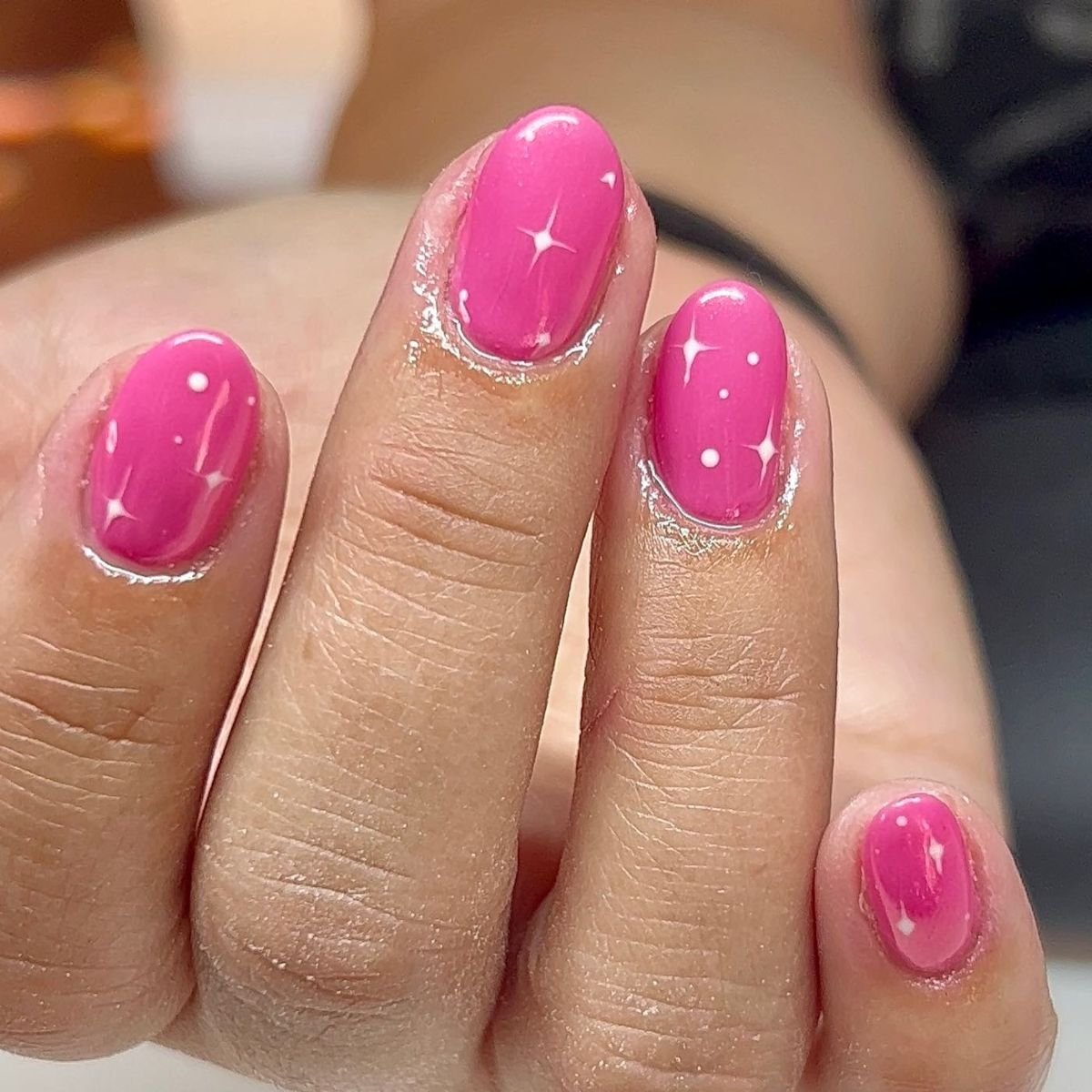 Pink Chrome Star Nails