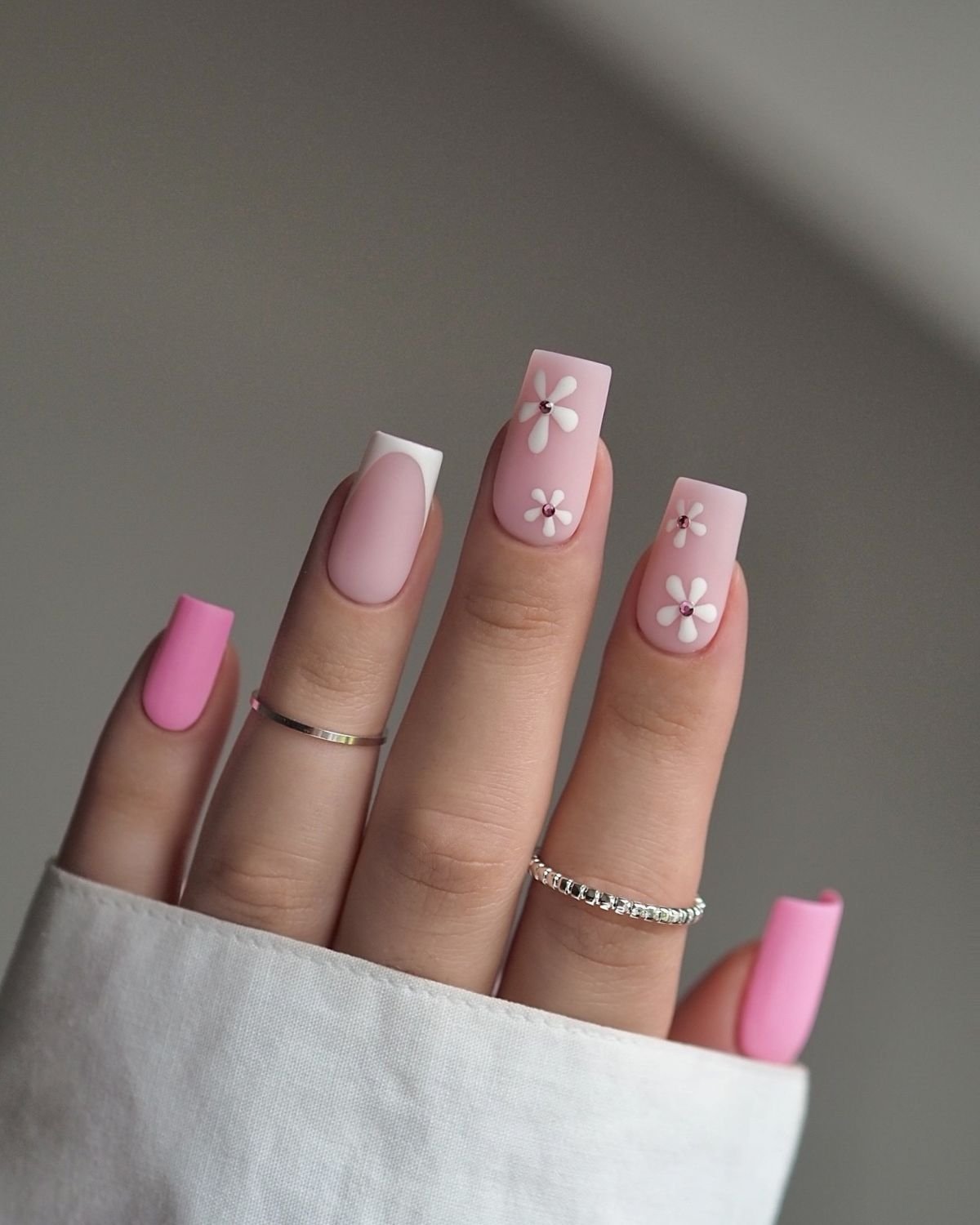 Pink Floral Nail Design